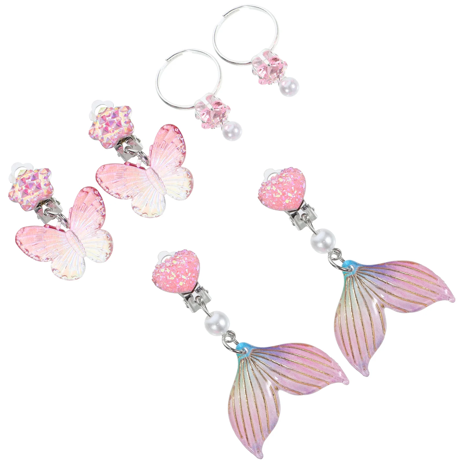 3 Pairs Girls Ear Clips Earrings for Children Clip-on Cute Kids Decorations Creative Jewelries Alloy Accessories Play Little