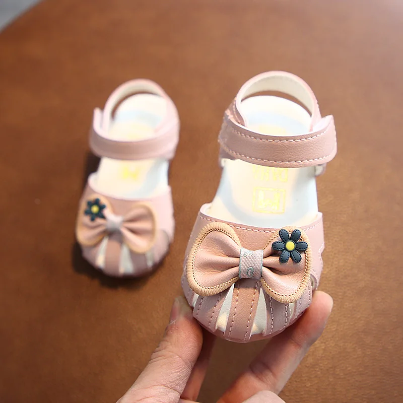 Summer Toddler Baby Sandals Girl Bowtie Princess Walking Shoes Soft Sole Anitslip First Walkers 0-3 Years baby sandals