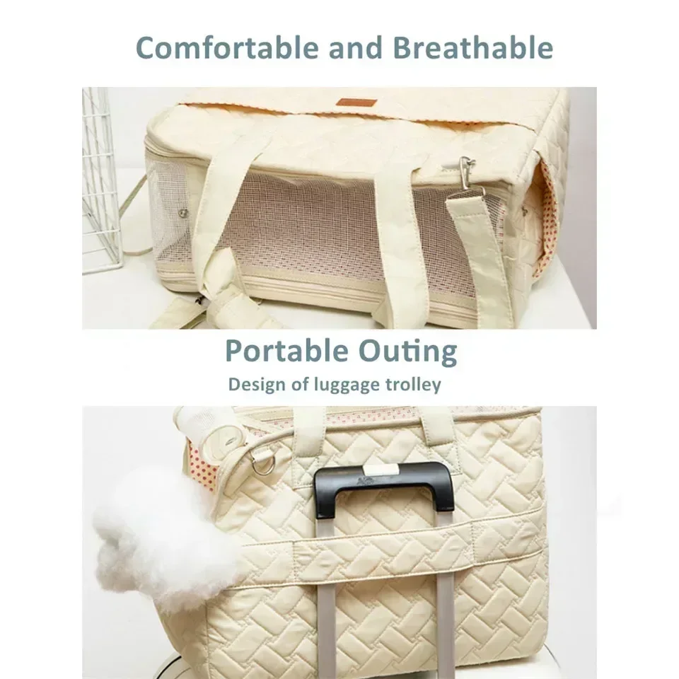 개용 휴대용 고양이 캔버스 숄더백, 사계절 넓은 공간, 통기성 측면 오프닝 캐리어, 반려동물 여행용품 