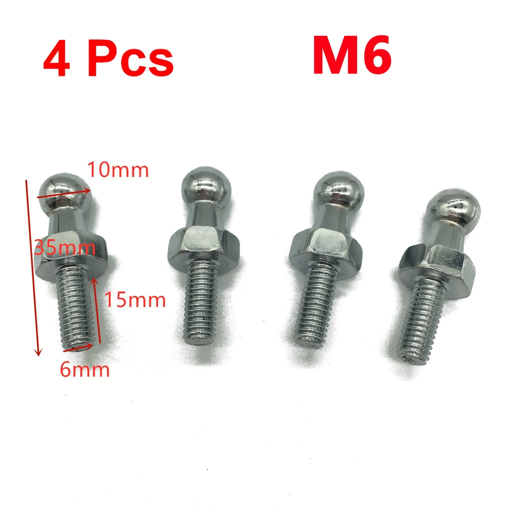 4Pcs M8/M6 Universal 10mm Rear Boot Front Bonnet Gas Strut End Fitting Connector Ball Pin Joint Valve Spring Screw gas strut fitting