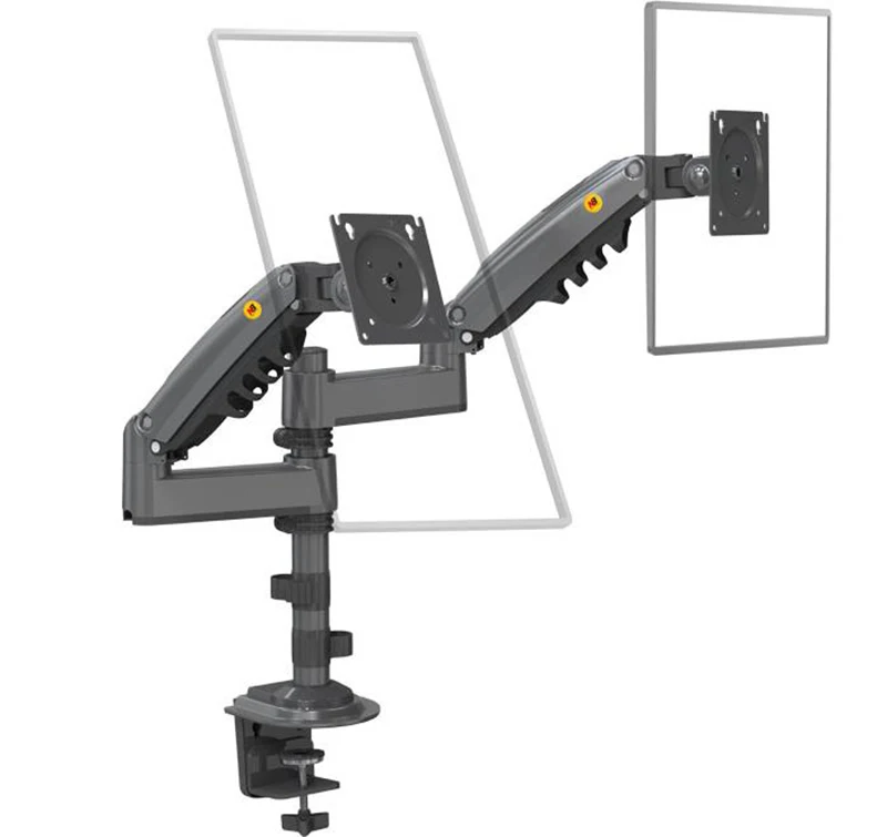 NB H180 Double Monitor Desk Holder Arm Gas Spring Full Motion 17'-27' LCD TV Mount Ergonomic Dual Arm Clamp Bracket 2-9kgs Each