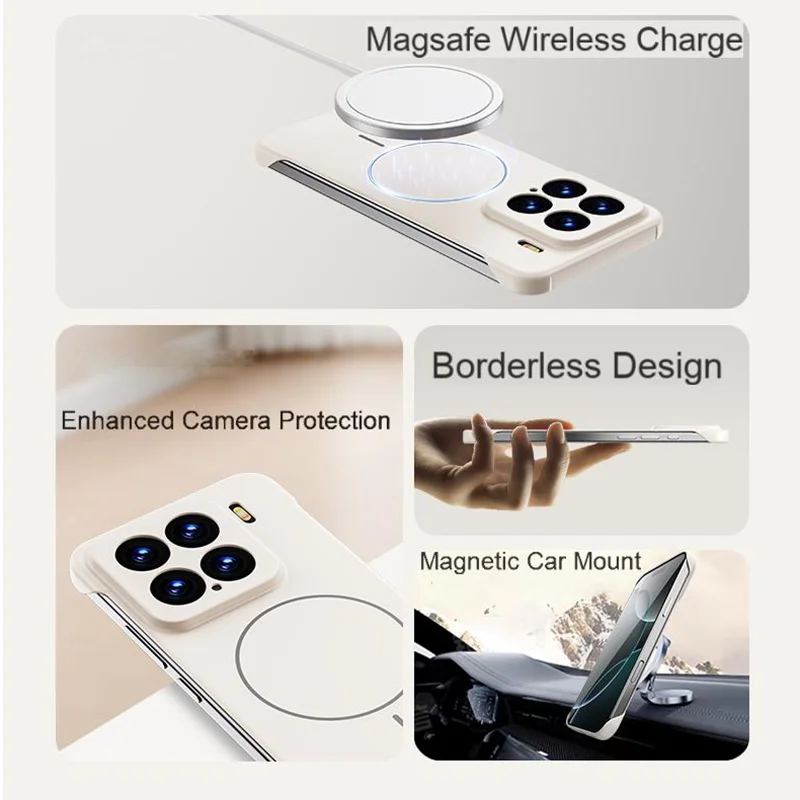 Ultra Slim Frameless PC Hard Phone Case with Magsafe Wireless Charging Compatibility
