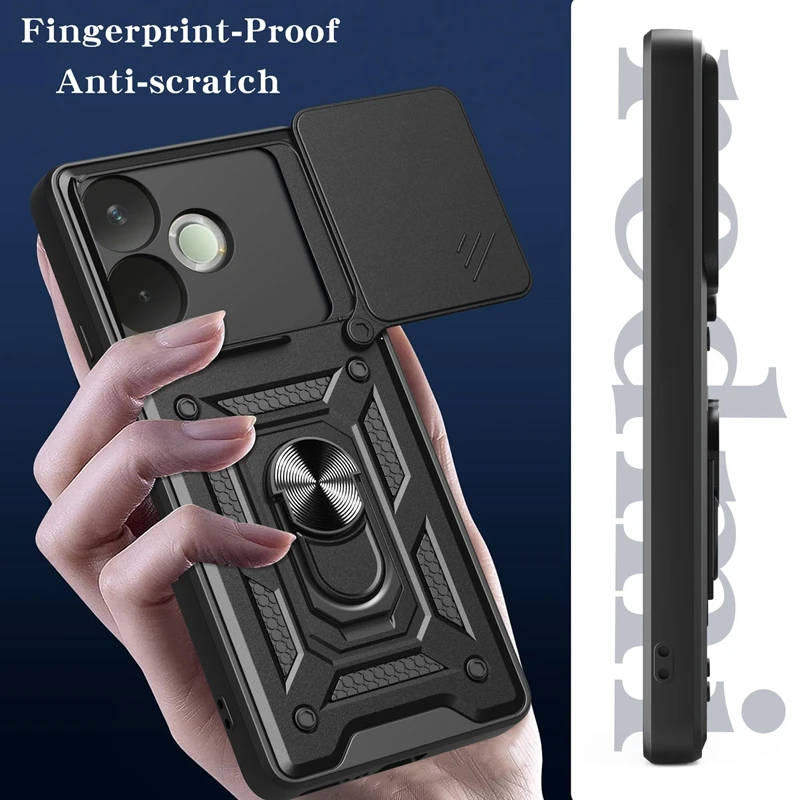 Shockproof Protective Armor Case with Camera Lens Protection and Magnetic Holder Ring