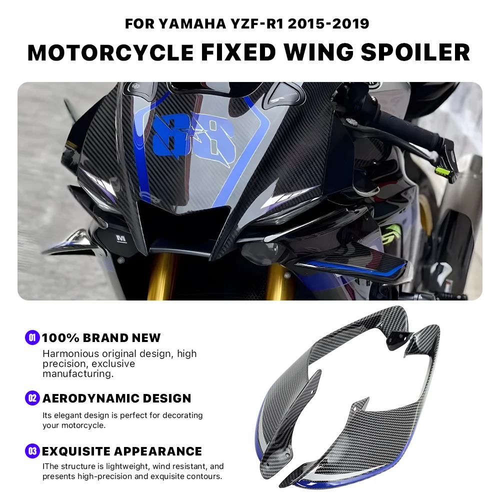 NEW Motorcycle Fairing Fixed wing For Yamaha YZF R1 R1M 2015 2016 2017 ...