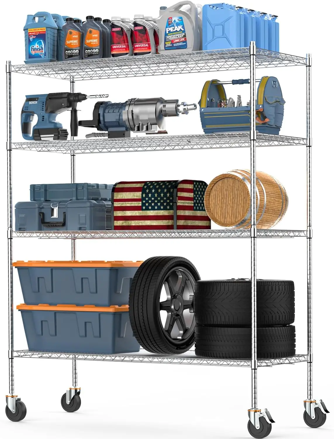 

Luxspire Wire Shelving Unit with Wheels, Heavy Duty Commercial-Grade Adjustable Storage Shelves