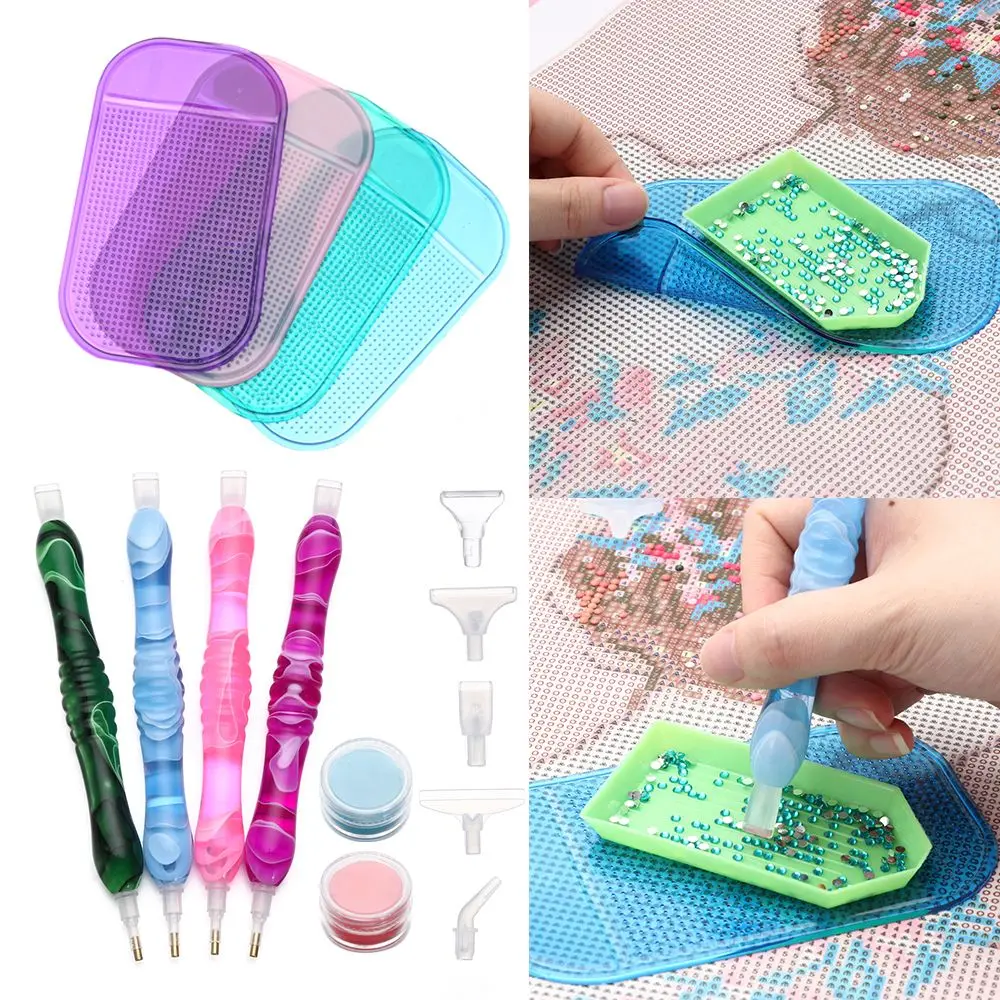 5D Resin Diamond Painting Pen SET Point Drill Pens Anti-Slip Diamond Painting Mat Cross Stitch Embroidery DIY Craft Nail Art