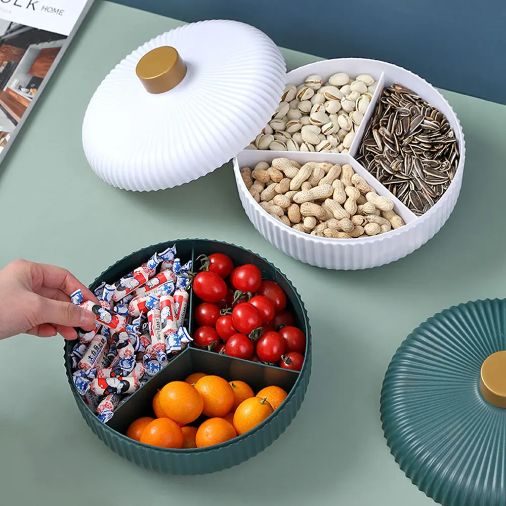 Dried Fruit Container with Lid Portion Tray, Fruit Snack Nut Tray with