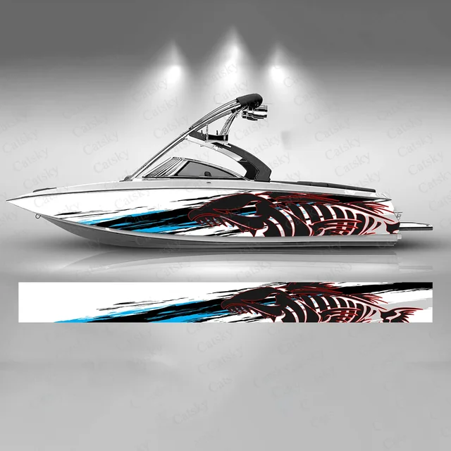 VORCOOL Pack Of 2 Skeleton Fish Bone Vinyl Stickers Kayak Fishing