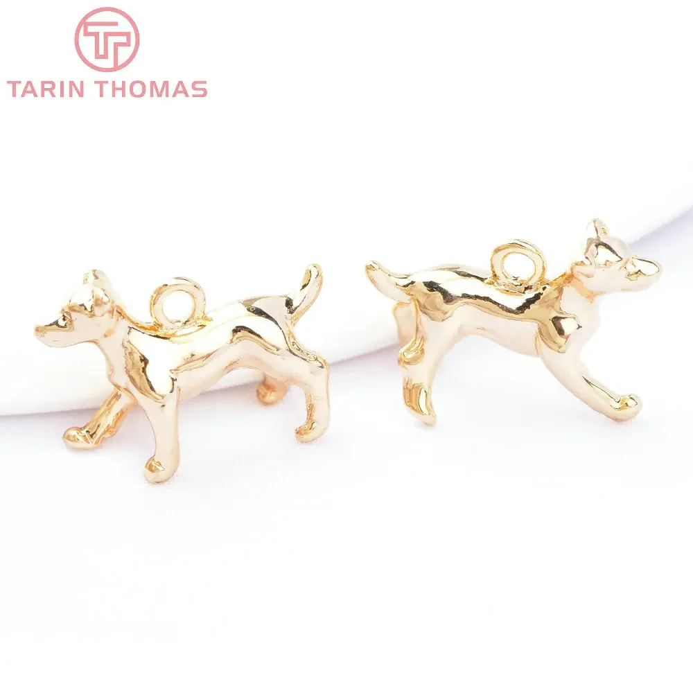 

(5649) 6PCS 17.5x11.5MM 24K Gold Color Brass with Zircon Puppy Charms Pendants High Quality Jewelry Making Findings Wholesale