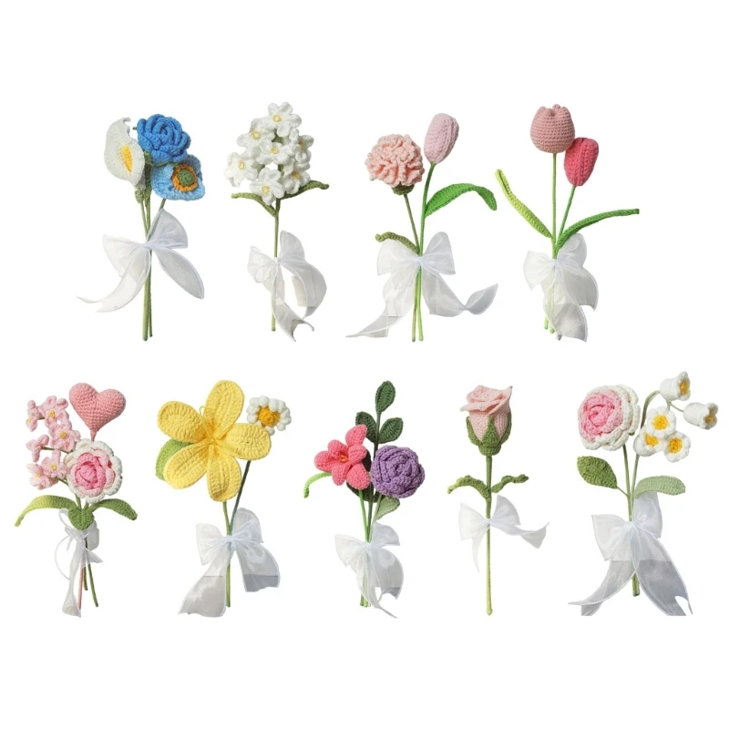 

Crochet Flower Artificial Flower Bouquet for Wedding Valentines Thanskgiving F1CC