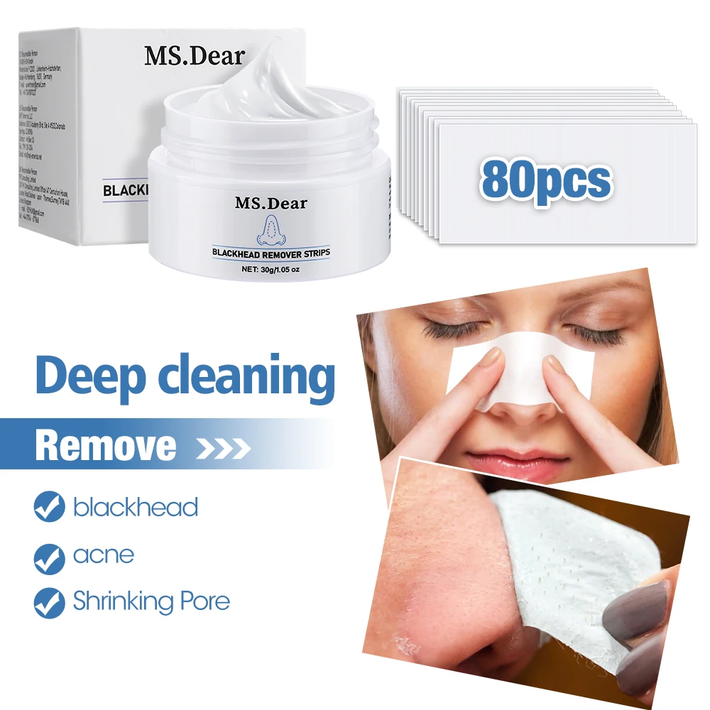 Blackhead Remover Cream 80pcs Stickers Plant Pore Strips Nose Acne Cleansing Black Dots Peel Off Mud Mask Treatments Skin Care