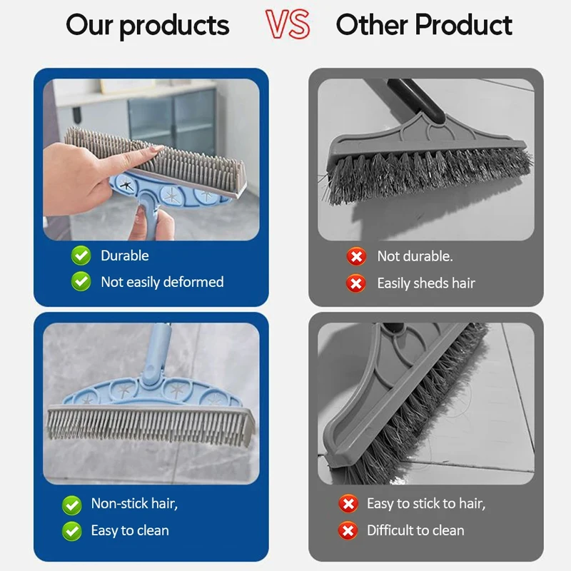 Rubber Broom, Floor Cleaning Broom, Multifunctional
