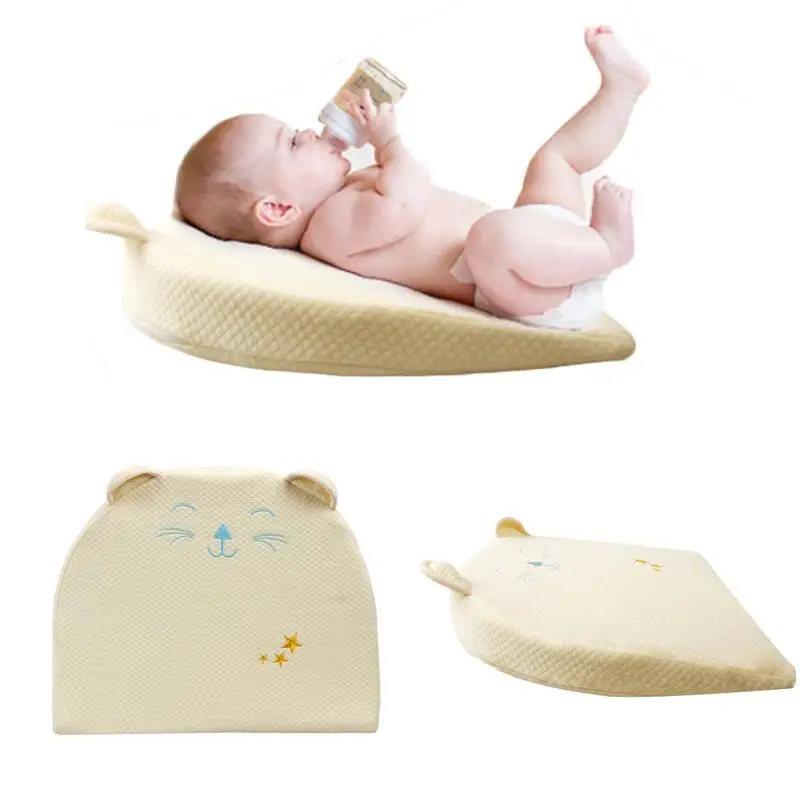 

Hot Selling Memory Cotton Baby Pillow Anti-overflow Milk Anti-spitting Milk Round Slope Pad Cartoon Wedge Baby Pillows