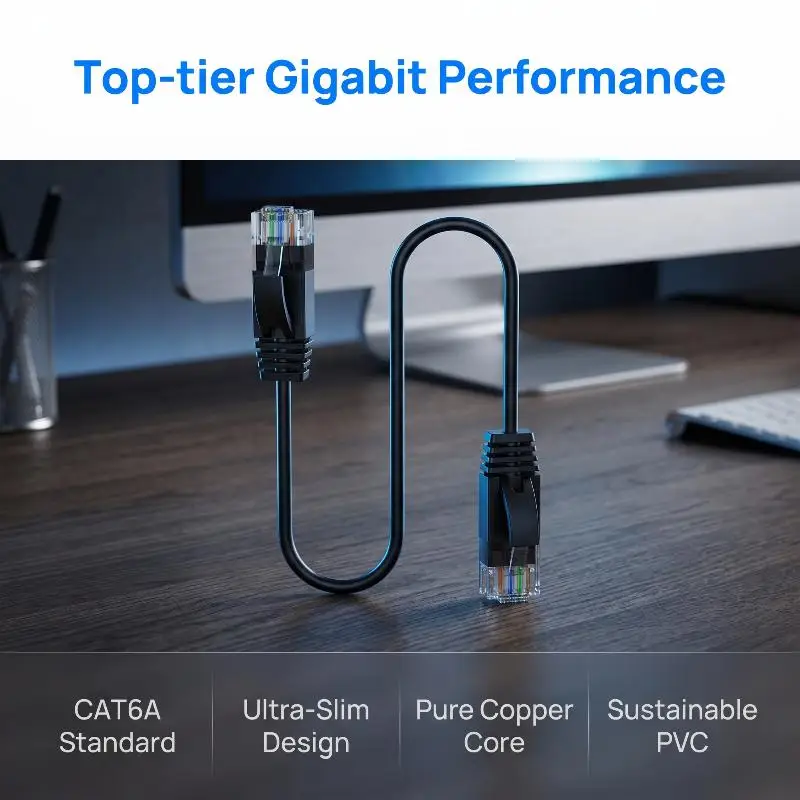 【C】초박형 CAT6A 이더넷 케이블 UTP RJ45 모뎀 라우터용 네트워크 LAN 패치 코드 - 인터넷 네트워크 케이블