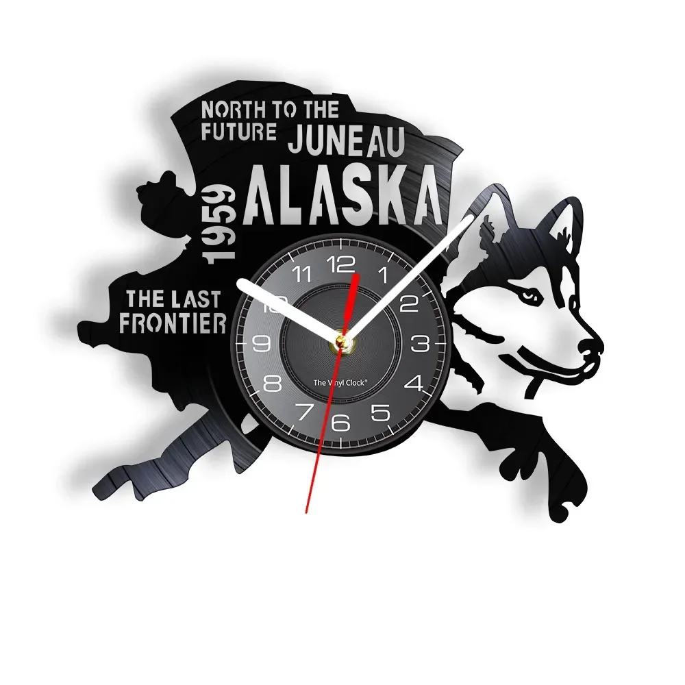 L'Ultima Frontier Alaska Decor Usa Cityscape Orologio Da Record In Vinile Nord Al Futuro Juneau Regalo Vintage Moderno Alaska Dog Decor