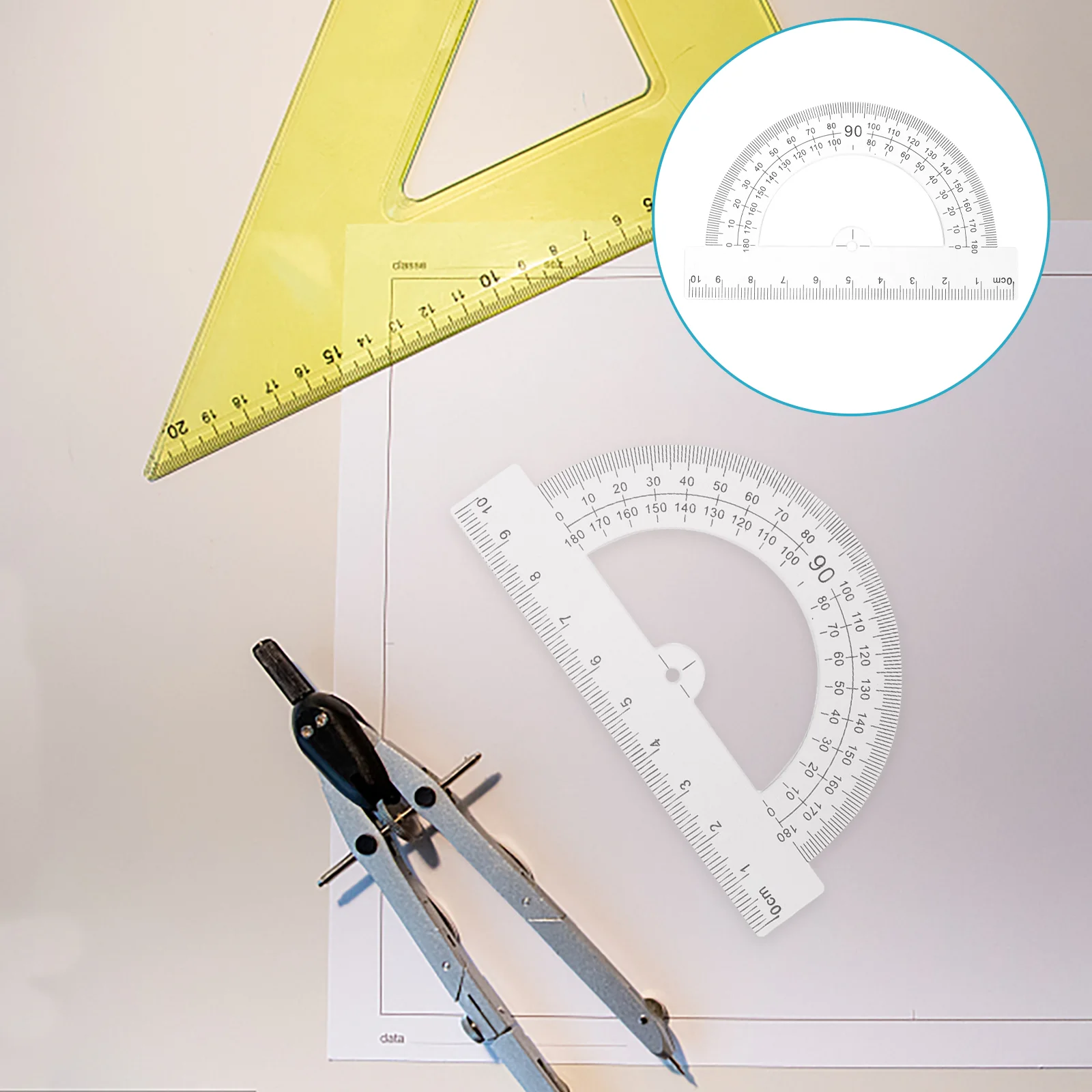 10Pcs Plastic Protractor 180 Degrees Math Protractor Geometry Protractor for Angle Measurement 360 degrees protractor with swing arm full circle pointer angle ruler math geometry drafting tools for students design uy8