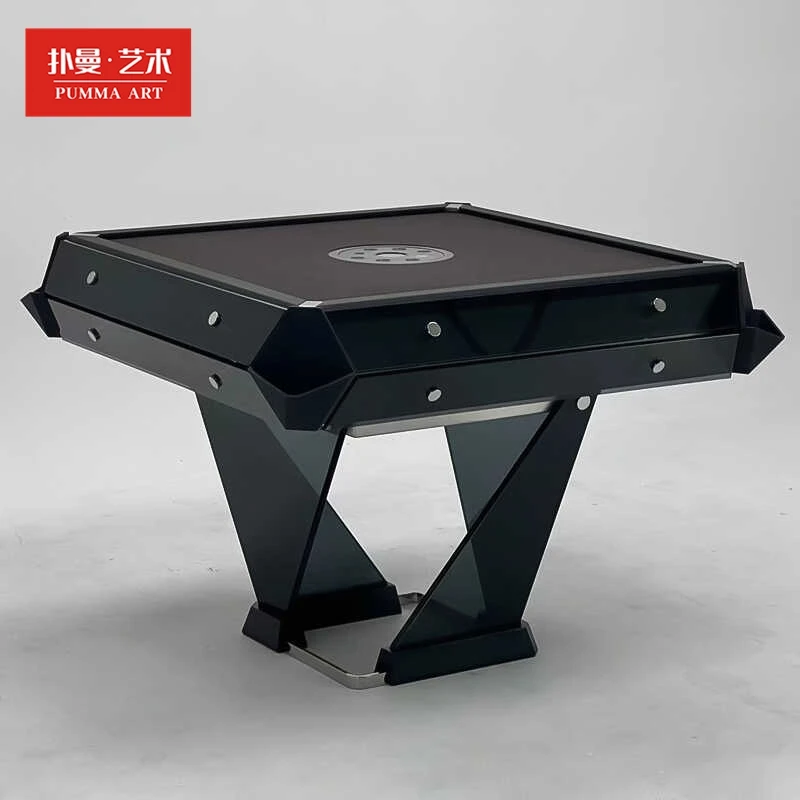 Crystal mahjong table steel protective glass automatic Black Warrior mahjong machine High-end clubhouse club table