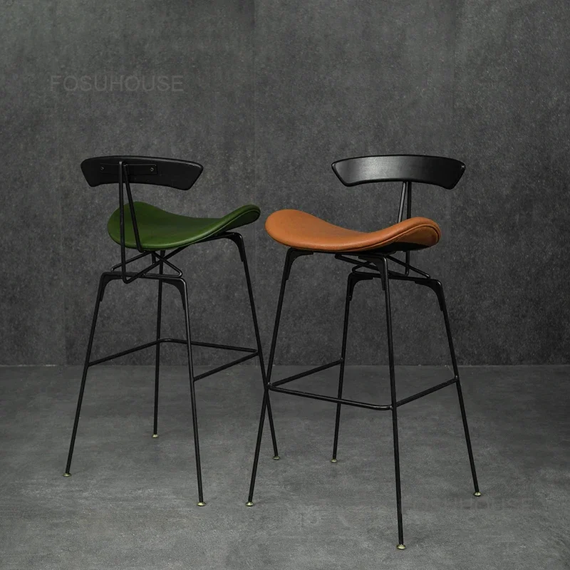 Industrial Iron Bar Chairs Kitchen Furniture Modern Vintage Back Bar Stools nordic Designer Luxury Reception High Chair
