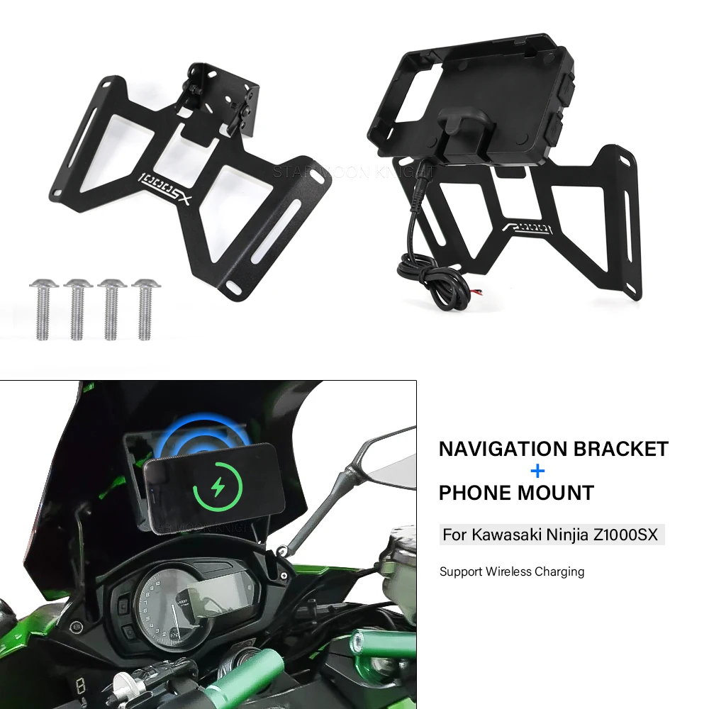 Smart PHONE MOUNT Z 1000 SX For Kawasaki Ninjia Z1000SX 2017 - Motorcycle Support Wireless Charger phone holder Navigation board