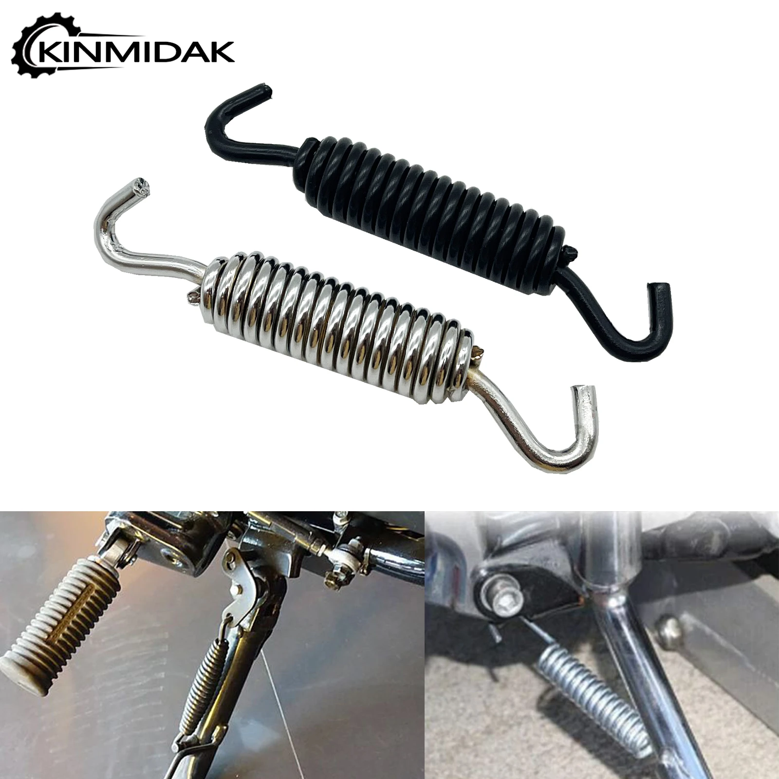 MotorcycleKickstandJiffyStandSpringKitBlackChromeForHarley