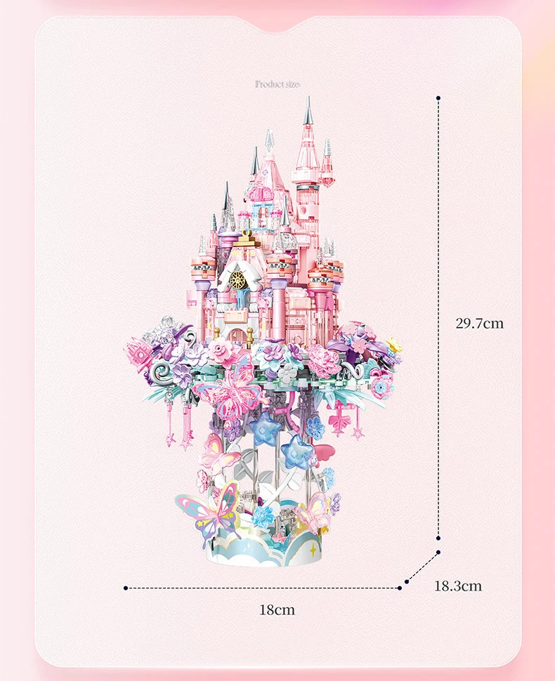 Märchenland Schmetterling Blume Schloss Baustein Märchen Verwandlung Ziegel Pädagogisches Spielzeug Mit Licht Für Mädchen Geschenke – Detail 6