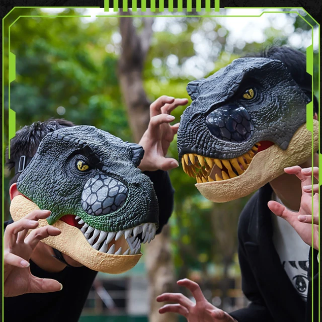 Maschera di dinosauro di plastica Jurassic World Velociraptor dinosauri  Horror mezza faccia Spoof casco Halloween Cosplay