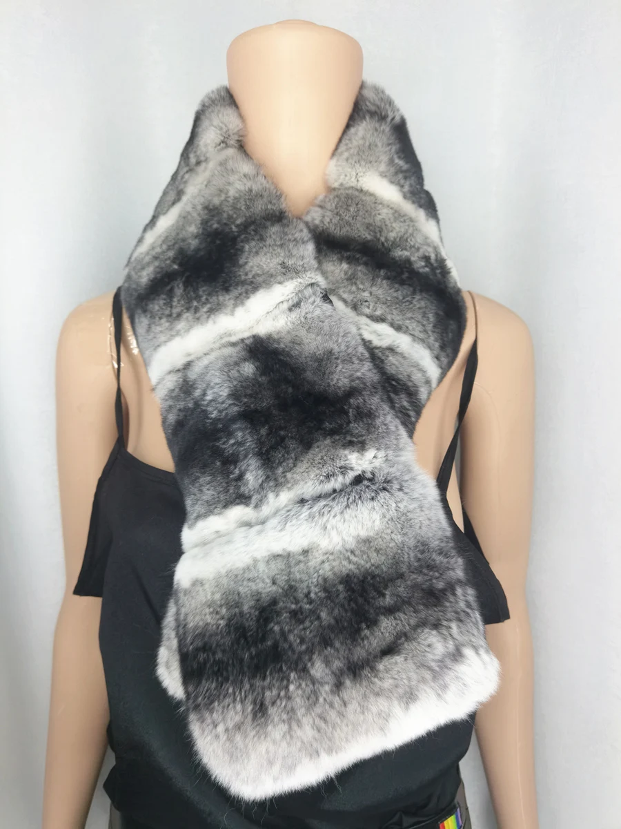 Scarf Real Rex Rabbit Fur scarf Natural fur Unisex 120cm long Width 13cm