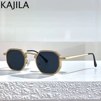 Lunettes de soleil Hexason Steampunk pour hommes, petite monture, lunettes punk vintage, lunettes classiques, lunettes de soleil polygonales en métal, UV400, marque de luxe, 2025 5