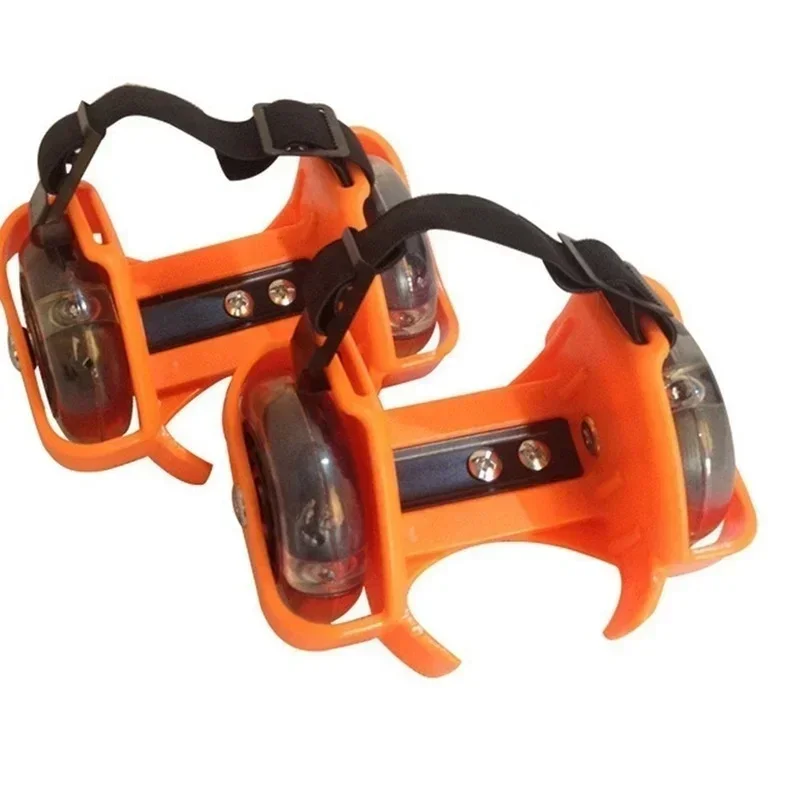 1 Pcs Double Wheel Walking Shoes Wear-resistant Roller Skating Adjustable Walking Tool Three Colored Shining Shoe Wheels roller skating shoes set