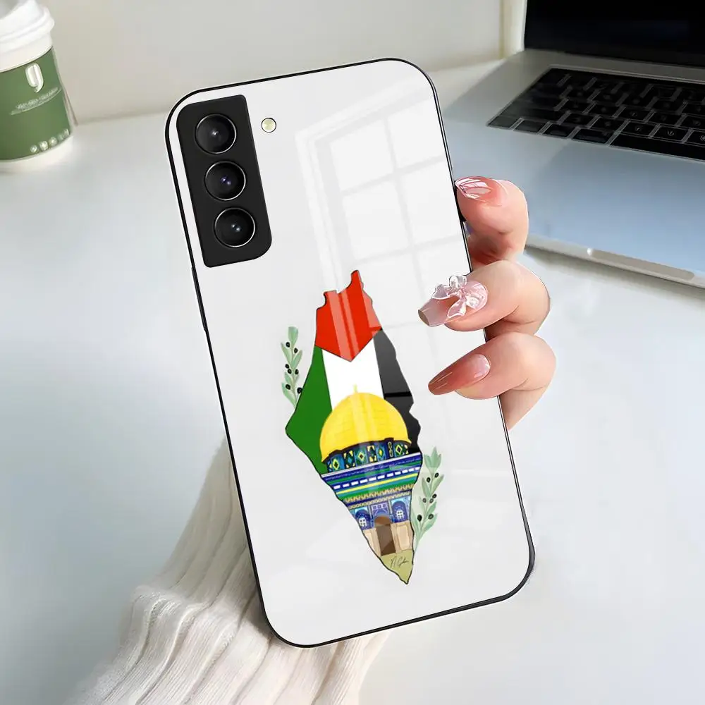 Palestinian Flag Design Black Glass Phone Case