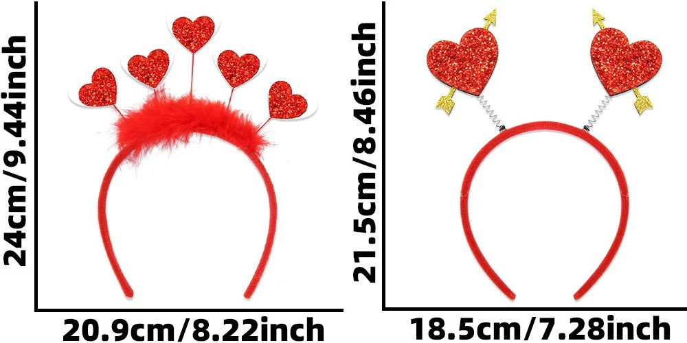1-Valentinstag-Stirnband mit Liebesmotiv für die Valentinstagsparty, romantisches Outfit mit Liebeselementen und verschiedenen Designstilen – Detail 4