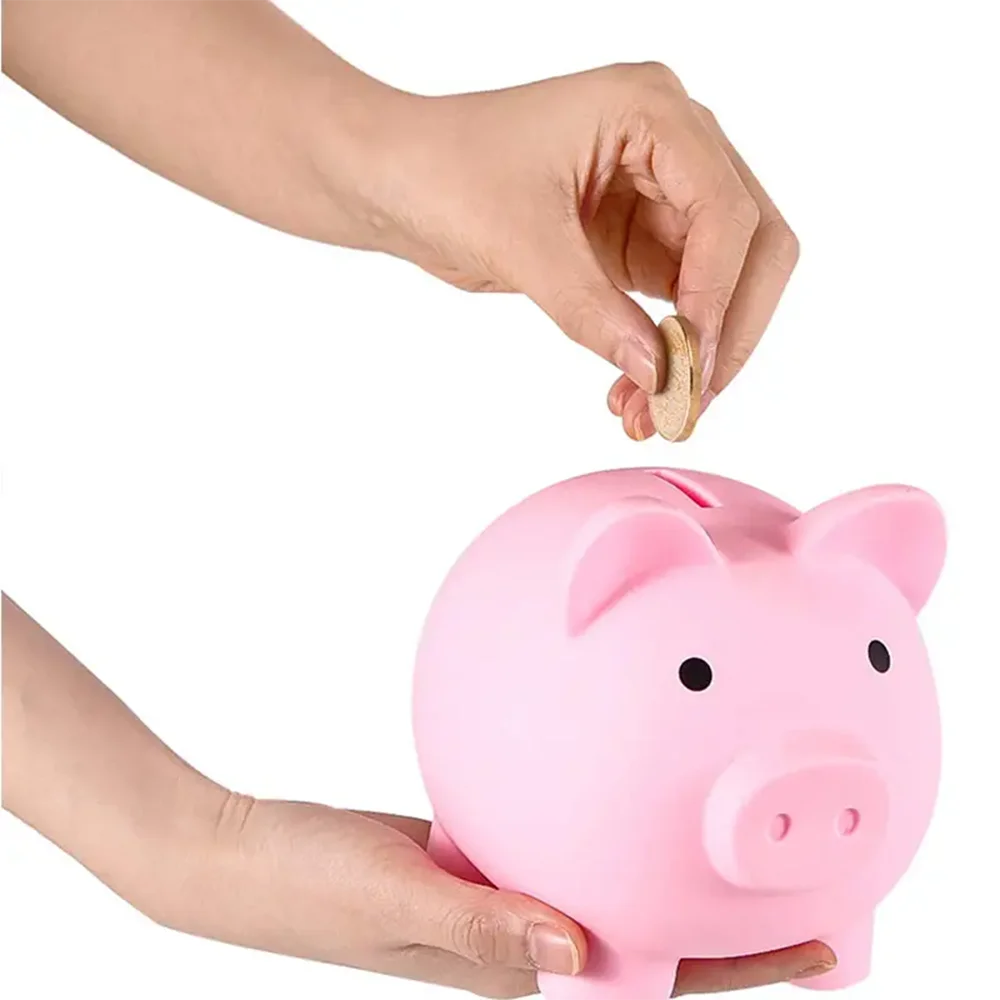 핑크 // 파란 돼지 돼지 저금통 장난감, 안전한 돈 상자 계산 동전 거치대 정리함, 14x12x13cm 170g 