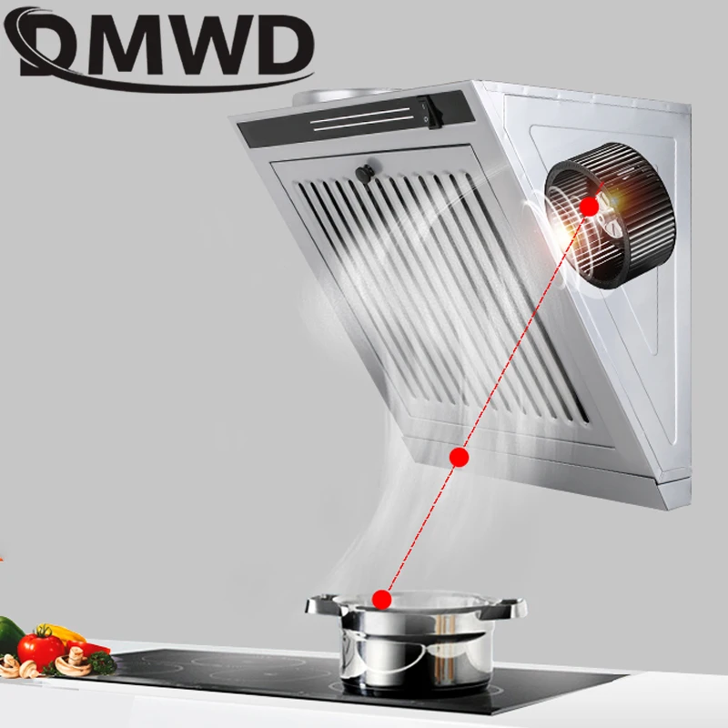 DMWD Mini Side Suction Range Hood Kitchen Oil Smoke Exhauster Cleaner Ventilator Cooker Hoods Exhaust Fan Lampblack Machine EU