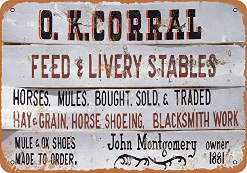 1881 Ok Corral Wall Poster Tin Sign Vintage Bbq Restaurant Dinner Room Cafe Shop Decor