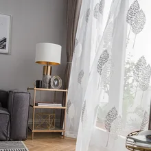 Rideau de fenêtre brodé de petites feuilles fraîches, nouveau, Simple, moderne, décoration pour salon, salle à manger, chambre à coucher