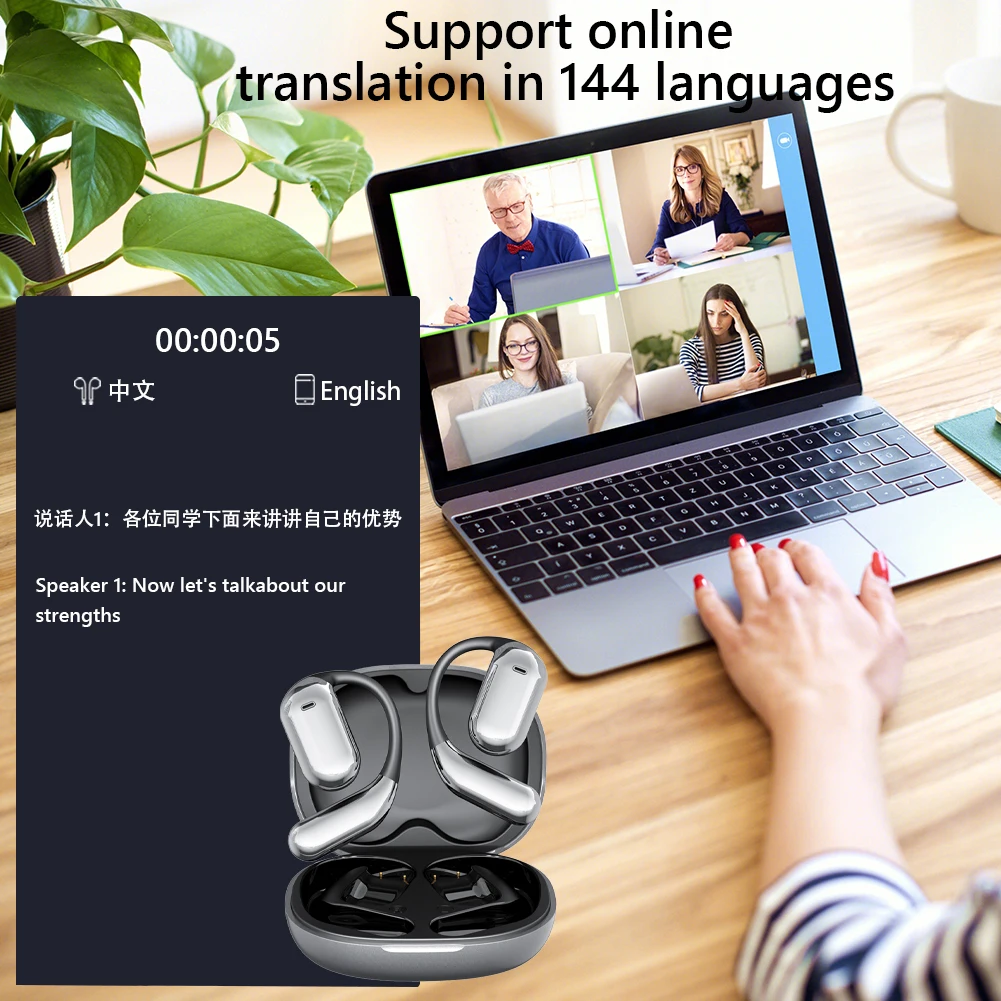 YYK-Q16pro AI Translator Earbuds Touch Screen Open Ear Bluetooth 5.4 Headphones Voice Real-Time Language Translator Earphones translator earbuds translator earphones