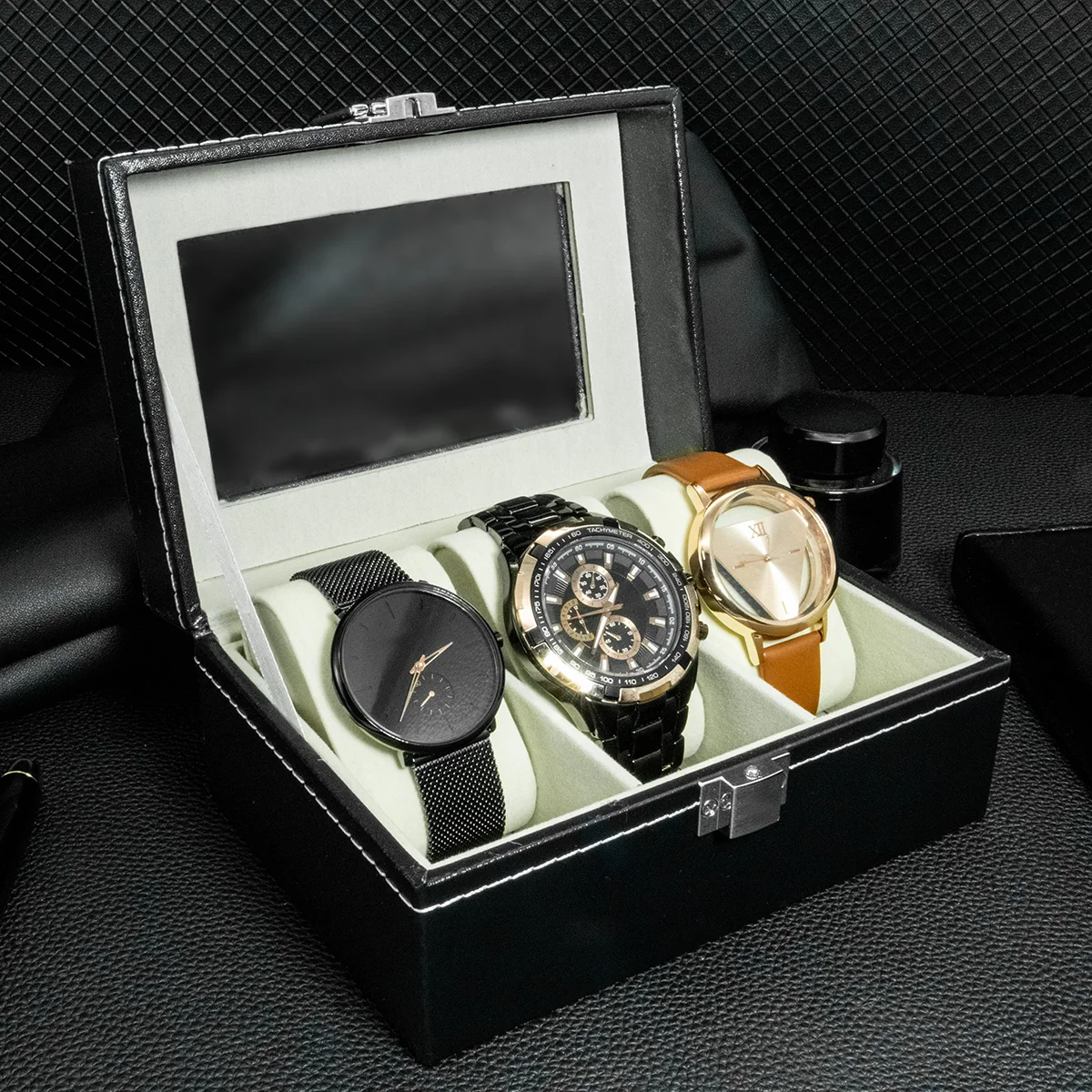 2/3/6 Slots Watch Storage Box PU Leather Display Case Collection Organizer Watch Box for Men women Display Case With Glass