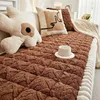 Solid Color Thicken Plush Sofa Cover Simple Furniture Protector Universal Non-slip Washable Couch Blanket for Living Room 3