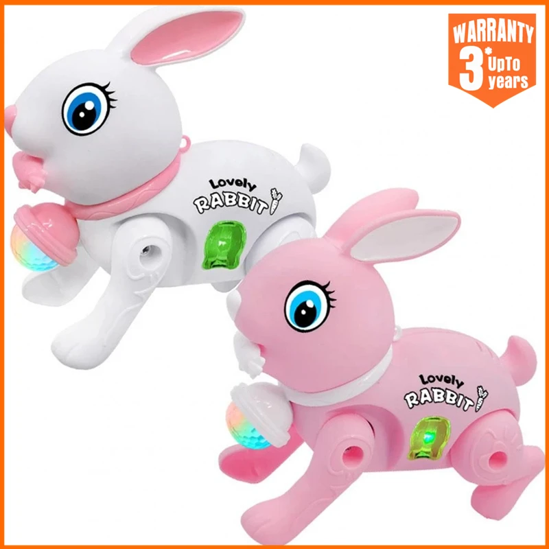 NewElectricLittleRabbitToyTractionRopeLuminousBabyLearningCrawlingToy3dLight