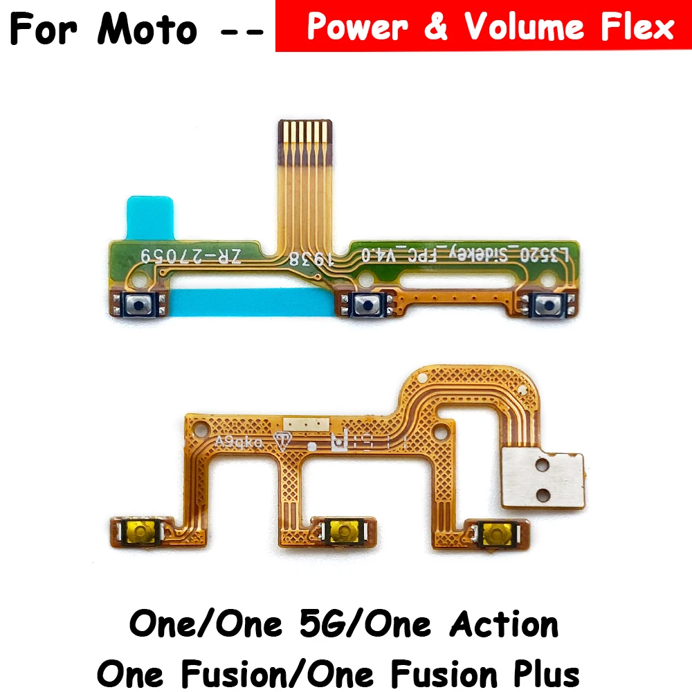 20 Pz/Lotto Power On Off Pulsante Volume Flex Per Moto One Fusion Plus Action Hyper Vision One 5G Flex Power On Off & Volume Button