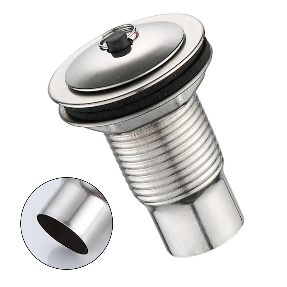 Description Picture 5 of itemFor Bathroom Pool Sink Drain Filter Kitchen Accessories 60mm Drain Button Durable Easy To Install Stainless Steel