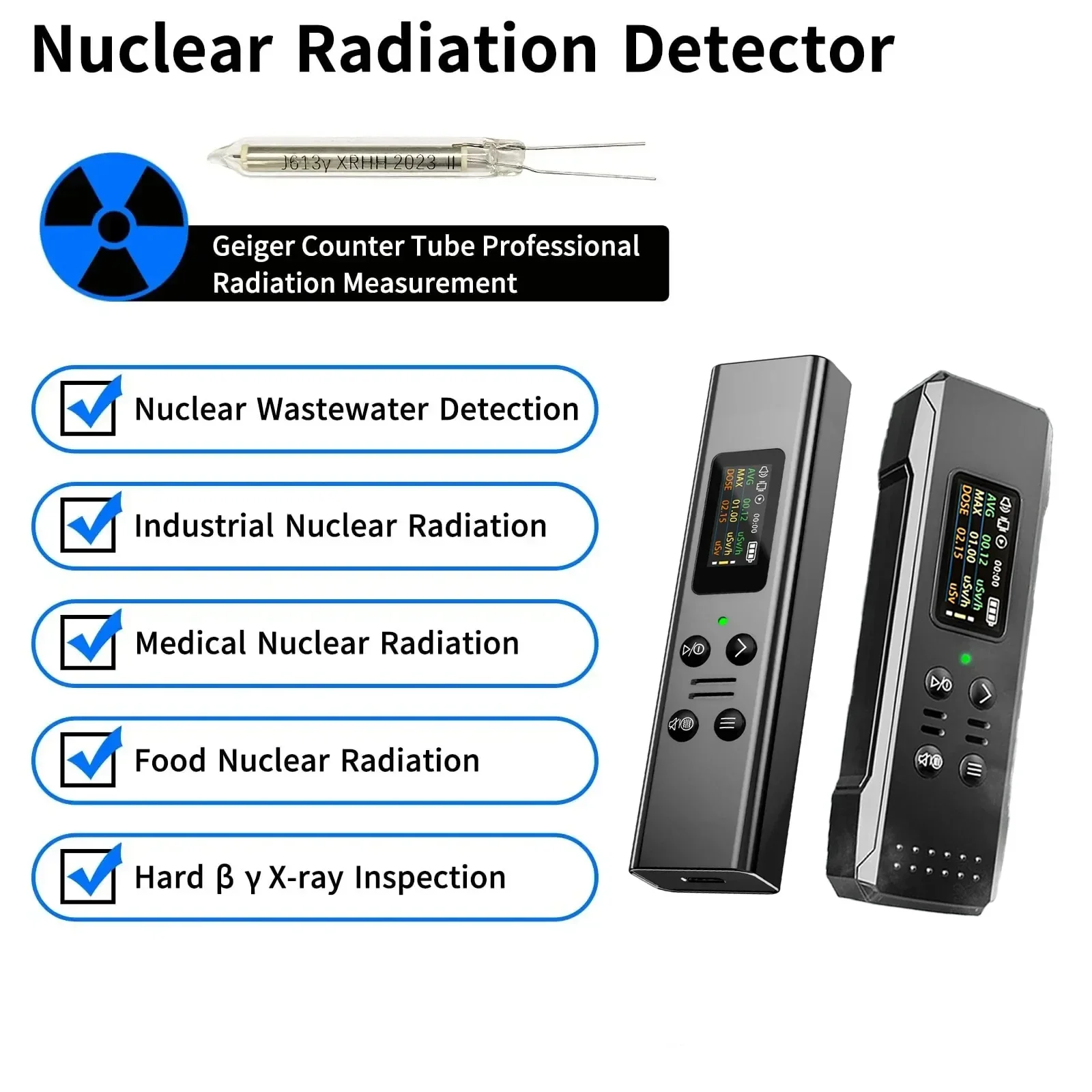 Geiger Counter Nuclear Radiation Detector Personal X-ray &gamma;-ray &beta;-ray Detector LCD Radioactive Dose Tester Radiation Alarm Tool