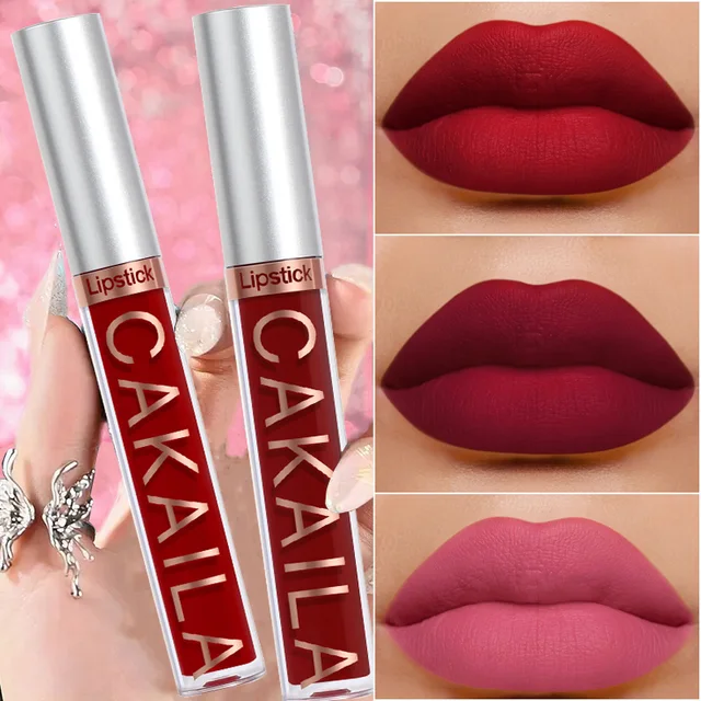 57212-9e6a73.jpg 1 Pcs Waterproof Lip Gloss Lipstick Set - Nude, Dark Brown & Matte Red Shades, Long-Lasting 24-Hour Wear, Suitable for All Skin