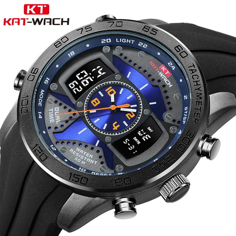 2022 KAT-Wach JPN Movement Watches Quartz Male Fashion Watch Digital Men Chronograph Luxury Men's Sports Wristwatch Reloj Hombre 
