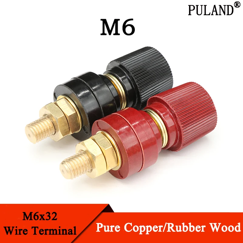 Uniones Terminales QWORK M8 - 4 Piezas, Latón, Rojo Y Negro, Para Conexión Eléctrica En Barcos, Solares, Etc.