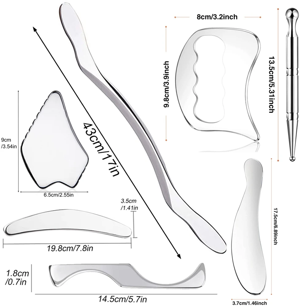 IASTM Stainless Steel Gua Sha Scraping Tools Muscle Scraper For Soft Tissue Physical Therapy Neck Face Body Massage Tools