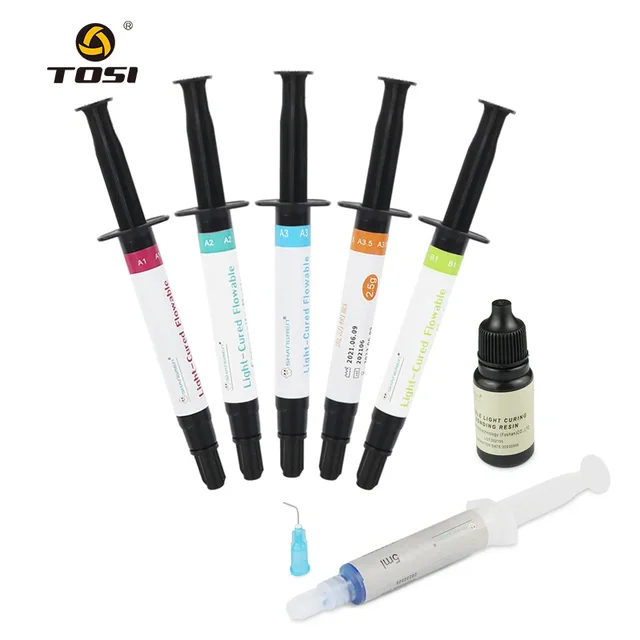 Dental Resin Light-Curable Flowable Fluid Resin Materials Bonding Etch Composite Resin Dental Material 2.5g Oral Filling Tools