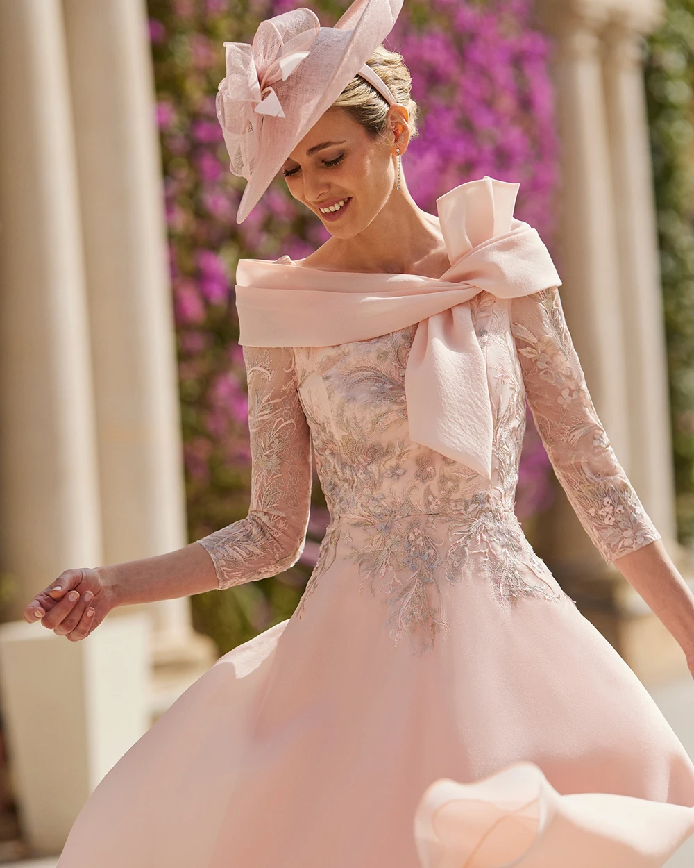 Latest Arrival Peach Mother of the Bride Dresses Lace 3/4