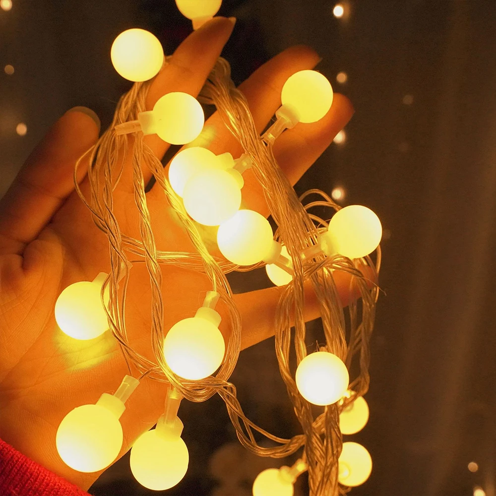 5V 1.5m 3m 6m10m Bubble Ball LED String Fairy Light USB/Battery Powered Warm White/RGB Wedding Christmas Party Home Decoration