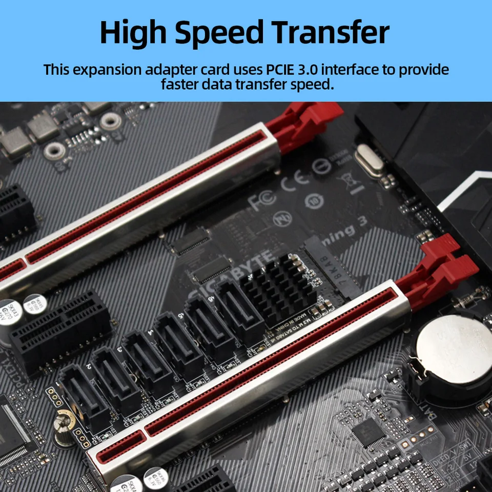 サーバー拡張,m.2 nvme pci-e x4 x8 x16から6ポート3.0へのアダプター